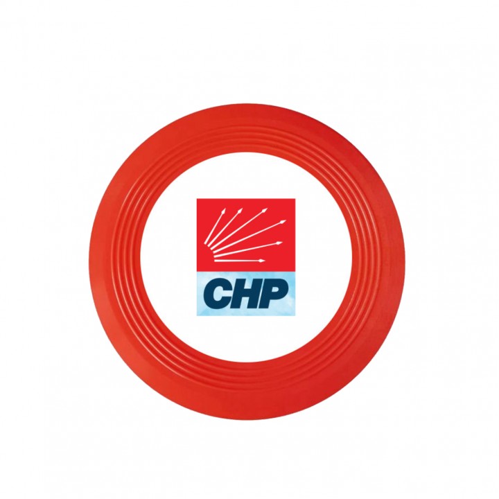 CHP Logolu Beyaz 21,7 cm Promosyon Frizbi 14 cm Baskı Alanlı Çok Renk UV Baskılı Model